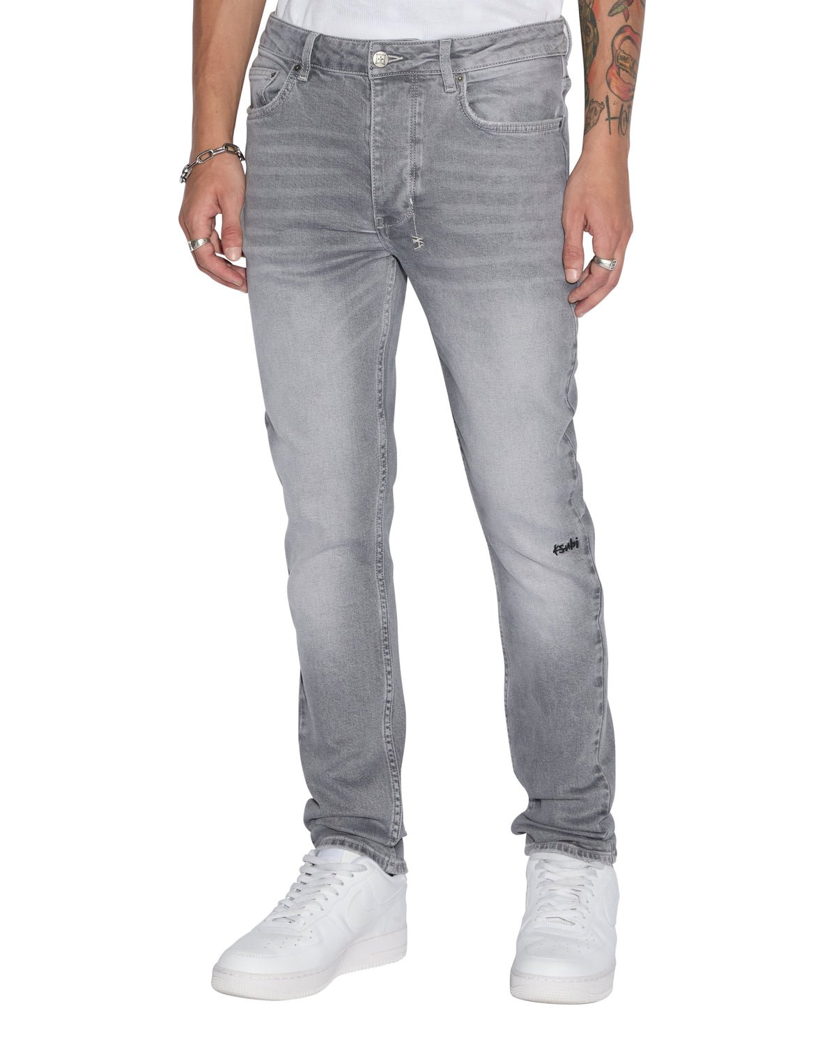 Mens Chitch Thrifted Slim Denim Jeans - Grey