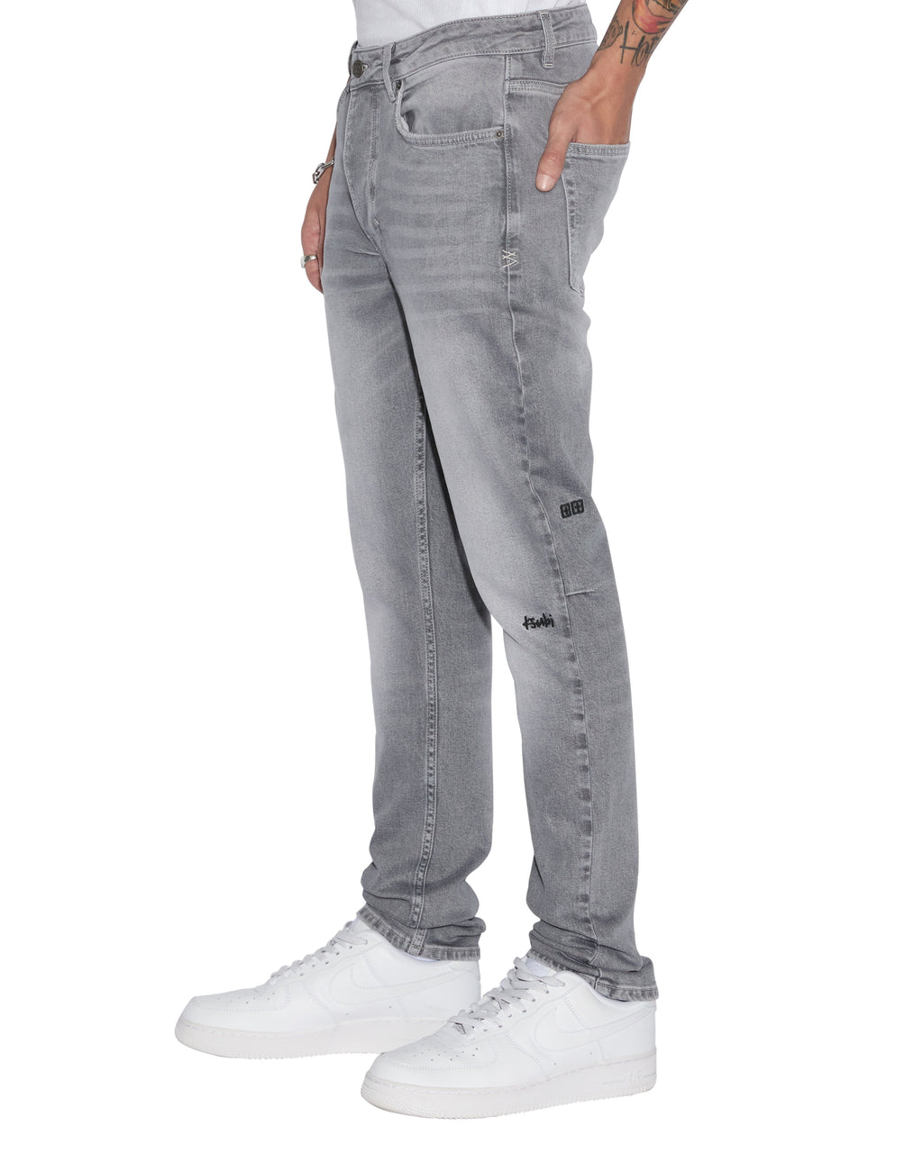 Mens Chitch Thrifted Slim Denim Jeans - Grey