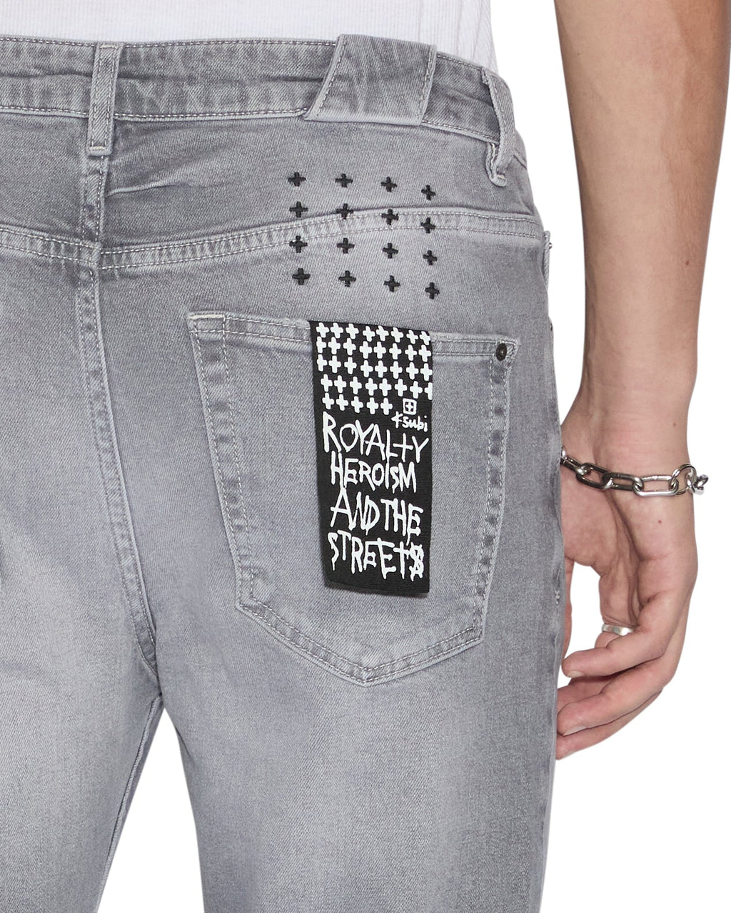 Mens Chitch Thrifted Slim Denim Jeans - Grey