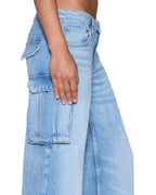 Womens Dropout Low Rise Cargo Jean Spirit Relaxed Denim Jeans - Denim