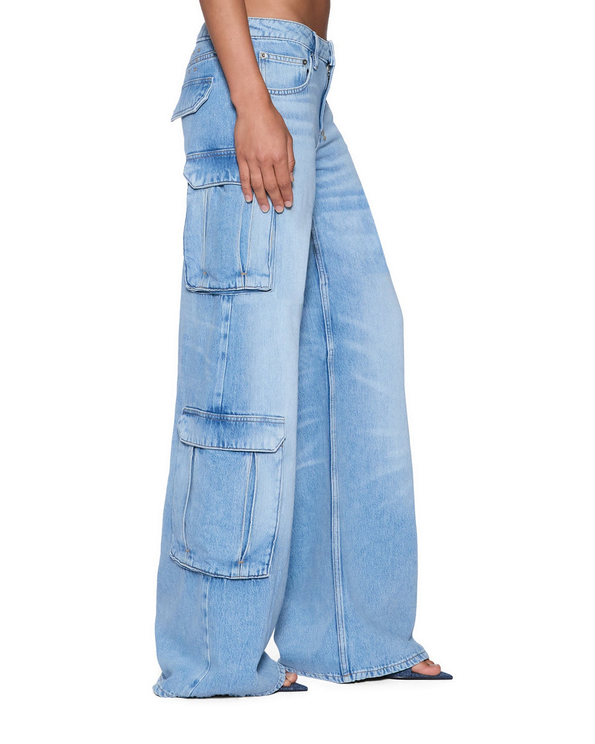 Womens Dropout Low Rise Cargo Jean Spirit Relaxed Denim Jeans - Denim