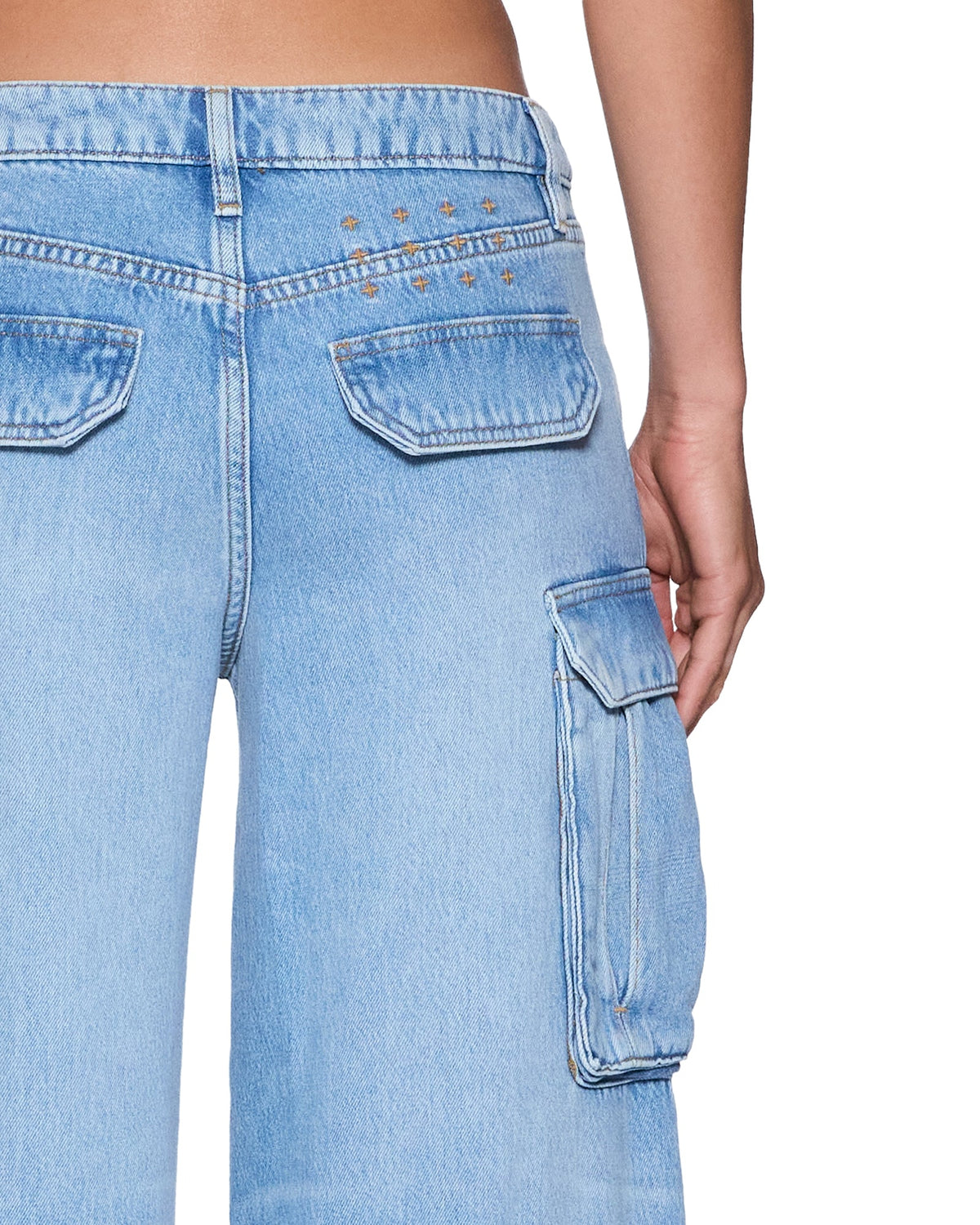 Womens Dropout Low Rise Cargo Jean Spirit Relaxed Denim Jeans - Denim