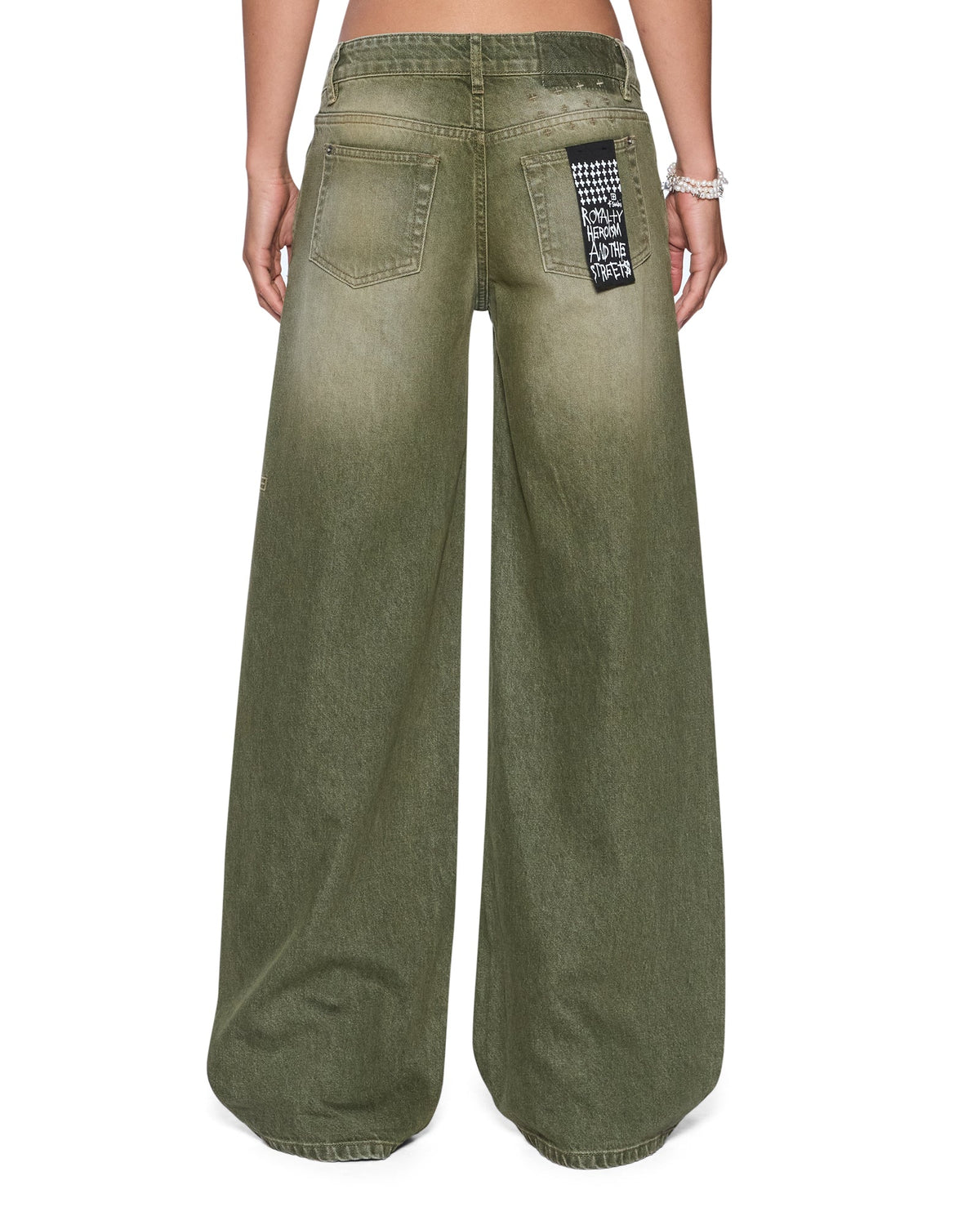Womens Dropout Low Rise Jean Militant Green Relaxed Denim Jeans - Green