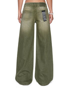 Womens Dropout Low Rise Jean Militant Green Relaxed Denim Jeans - Green
