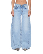Womens Dropout Jean Flight Blue Relaxed Denim Jeans - Denim