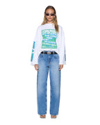 Womens Empire Jean Liberty Blue Relaxed Straight Denim Jeans - Denim