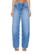 Womens Empire Jean Liberty Blue Relaxed Straight Denim Jeans - Denim