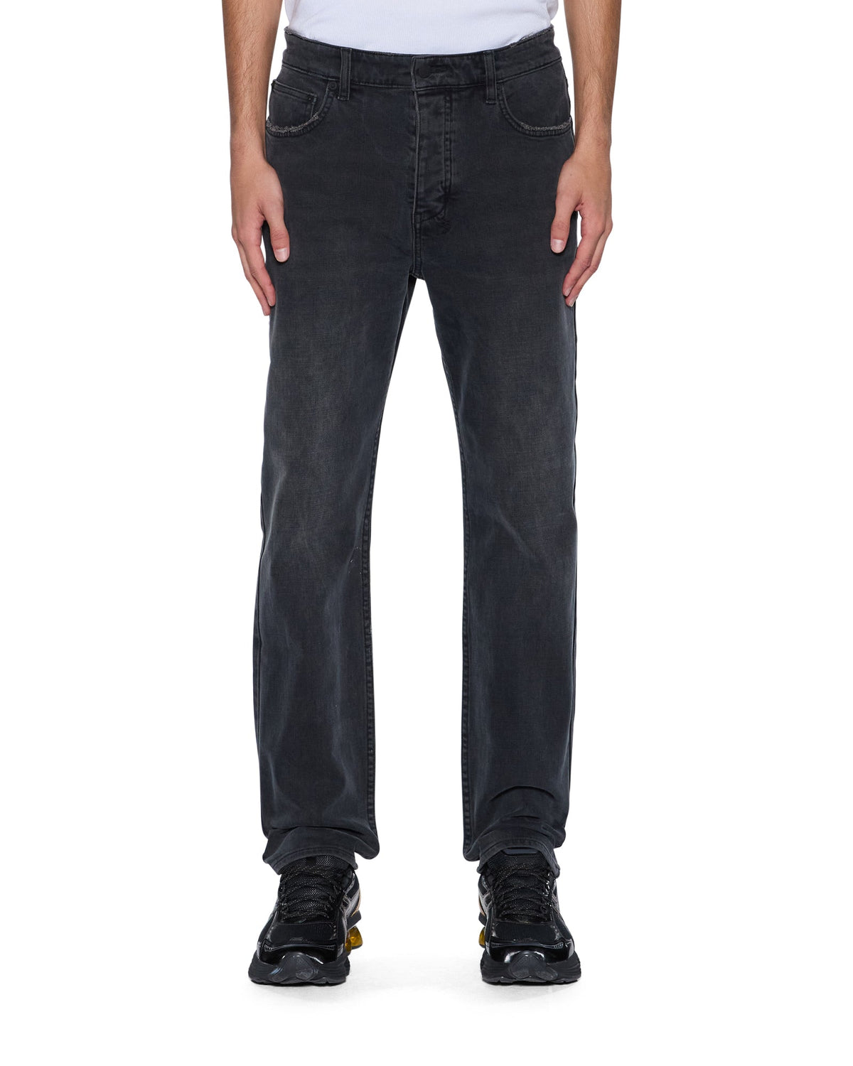 Mens Hazlow 3rd Degree Black Straight Denim Jeans - Grey