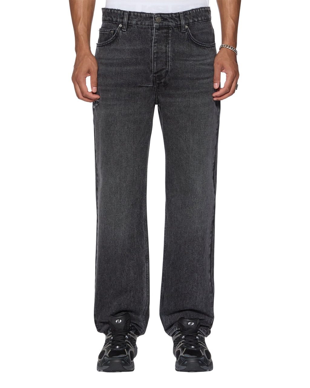 Mens Hazlow Black Rokk Straight Denim Jeans - Black