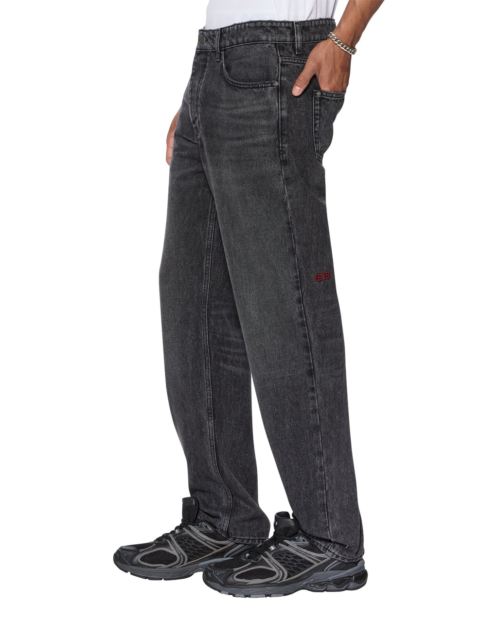 Mens Hazlow Black Rokk Straight Denim Jeans - Black