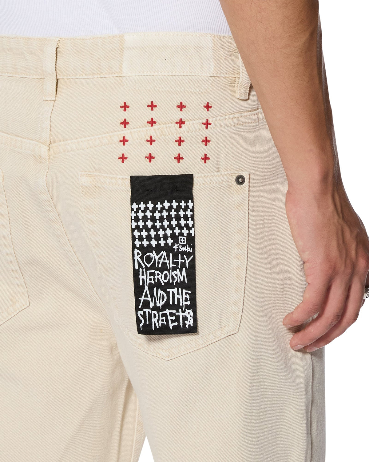 Mens Hazlow Ecru Straight Denim Jeans - Beige