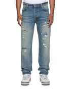 Mens Hazlow Hendrix Blue Repair Baggy Denim Jeans - Denim