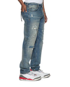 Mens Hazlow Hendrix Blue Repair Baggy Denim Jeans - Denim