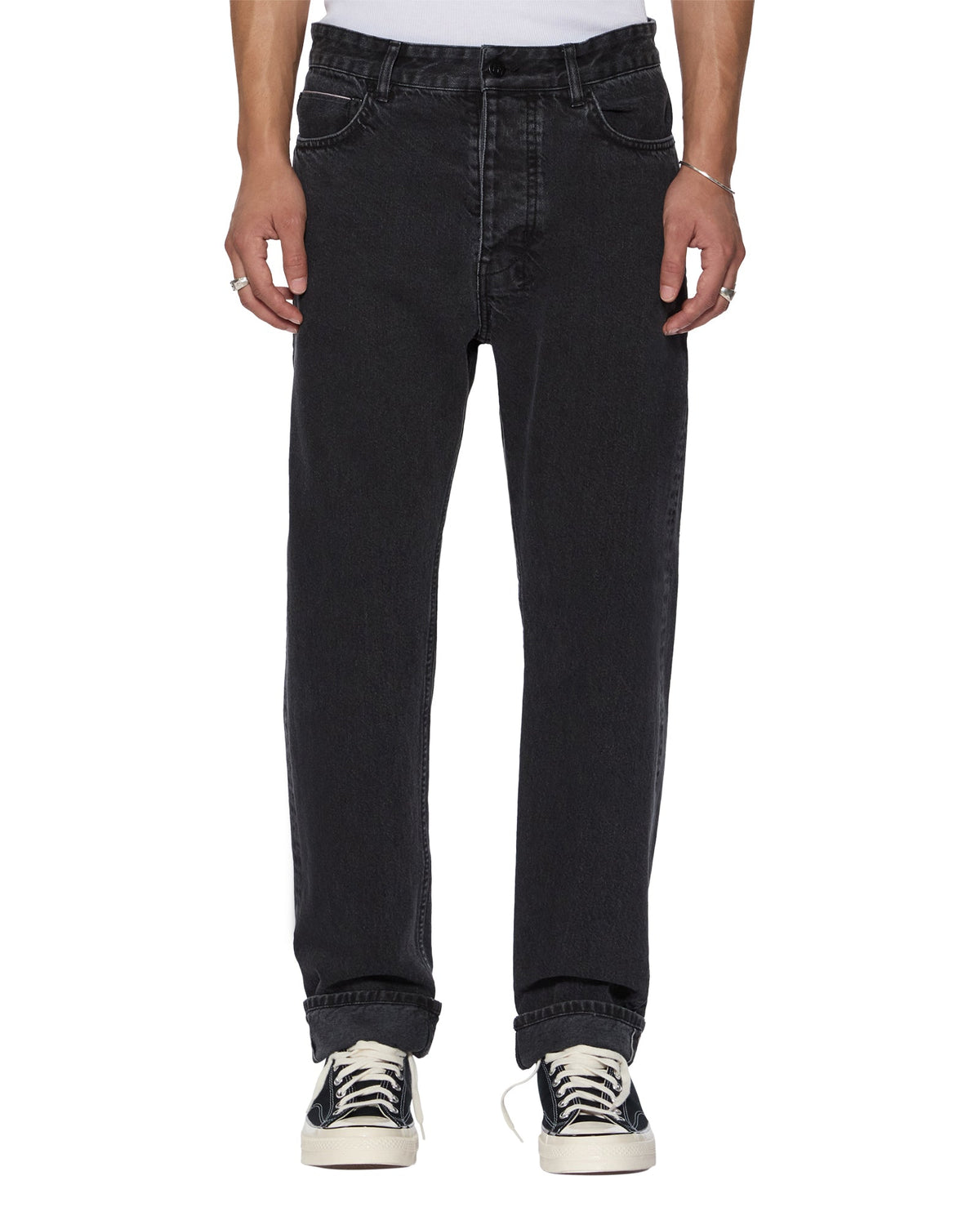 Mens Hazlow Selvedge Ny Black Straight Denim Jeans - Black
