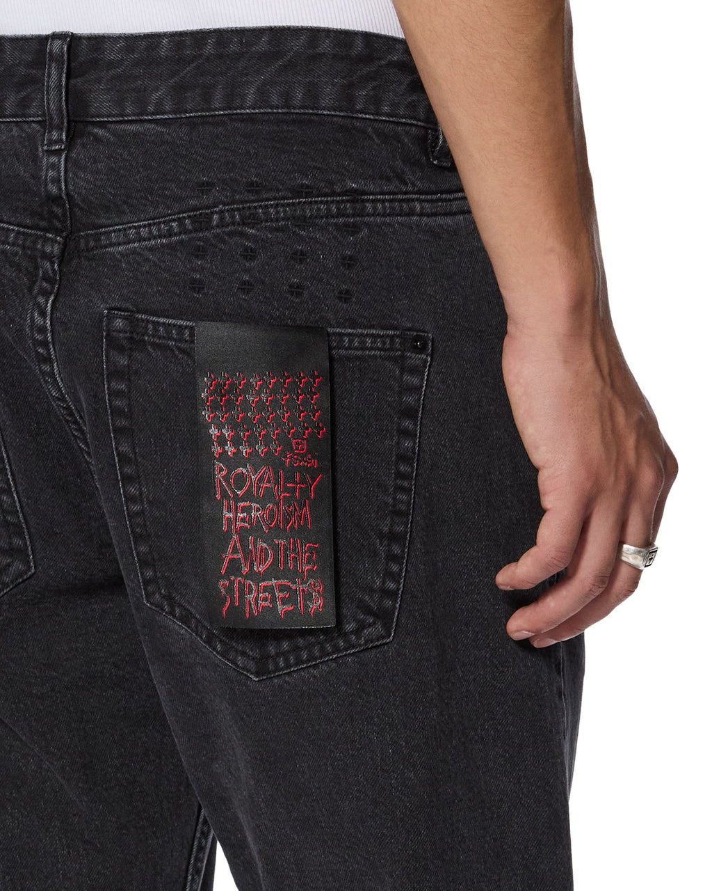 Mens Hazlow Selvedge Ny Black Straight Denim Jeans - Black