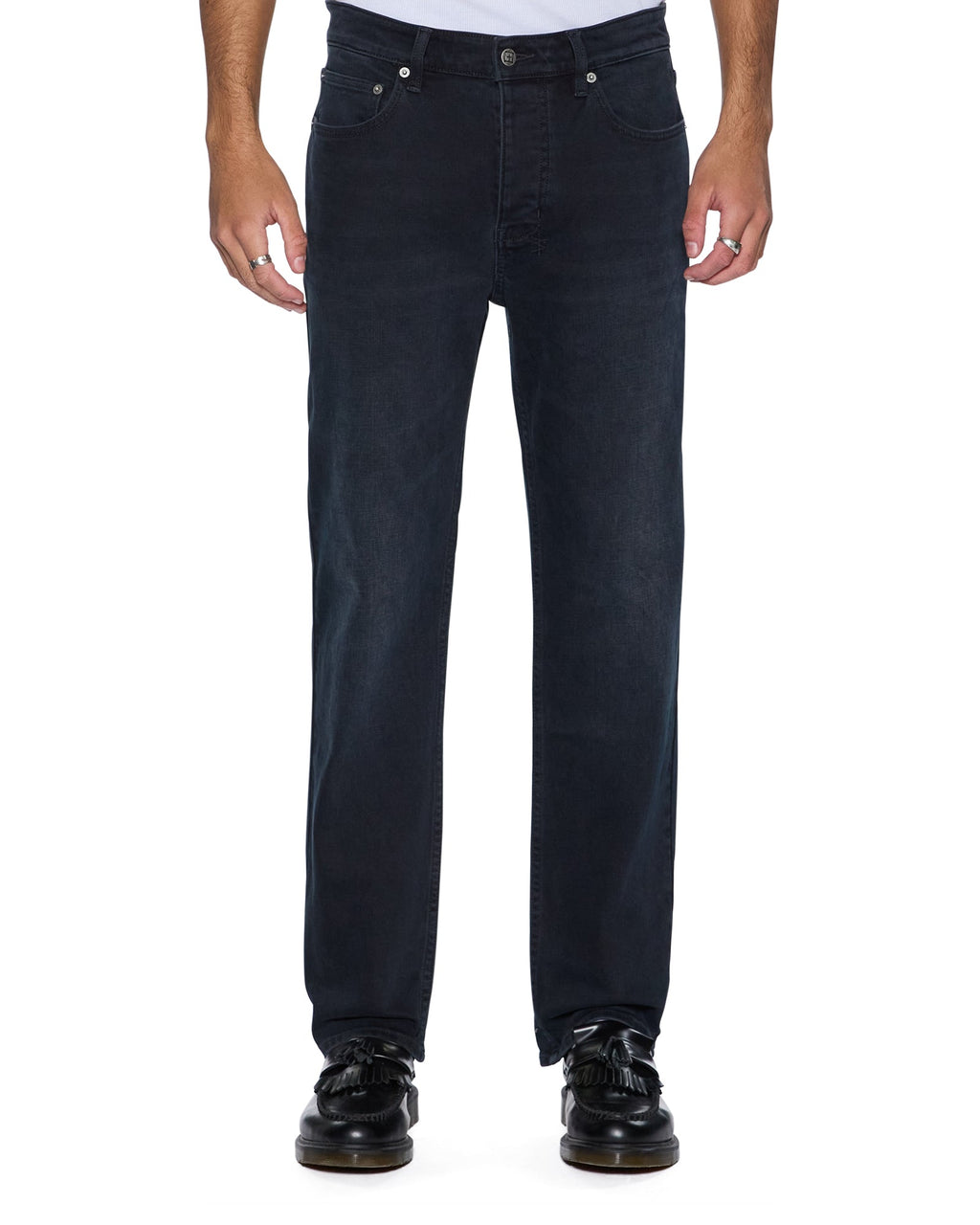 Mens Hazlow Rinsed Resin Straight Denim Jeans - Black
