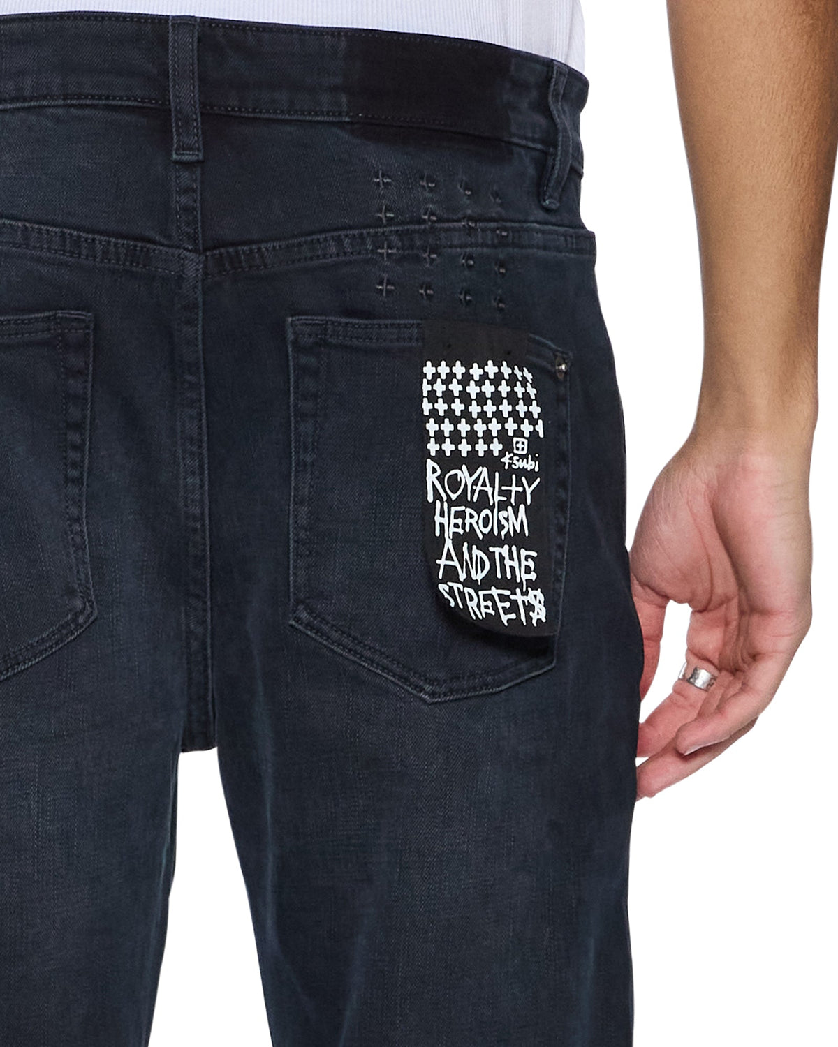 Mens Hazlow Rinsed Resin Straight Denim Jeans - Black