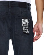 Mens Hazlow Rinsed Resin Straight Denim Jeans - Black