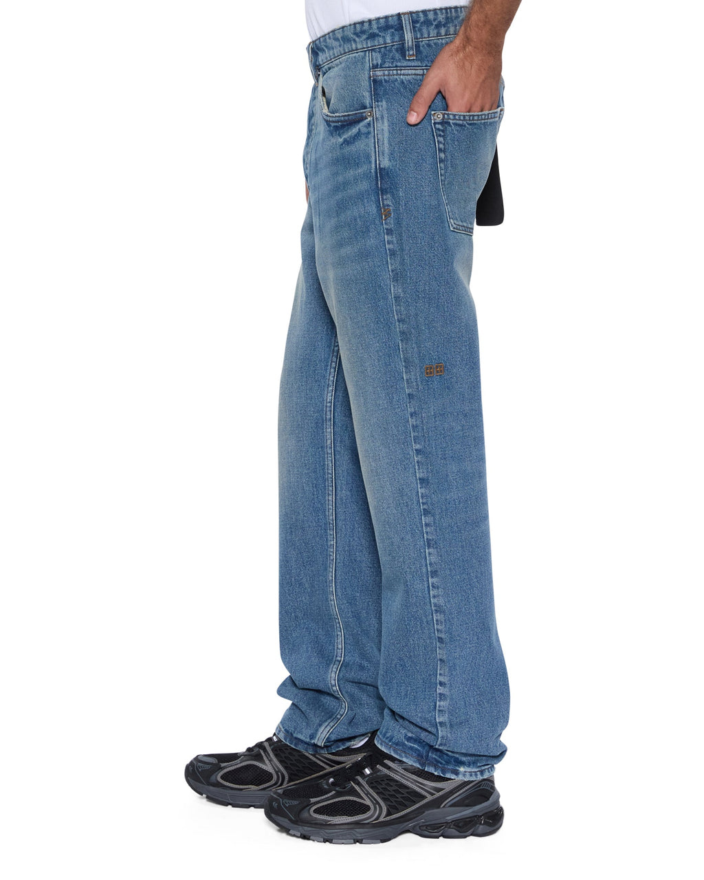 Mens Hazlow Roadhouse Repair Straight Denim Jeans - Denim