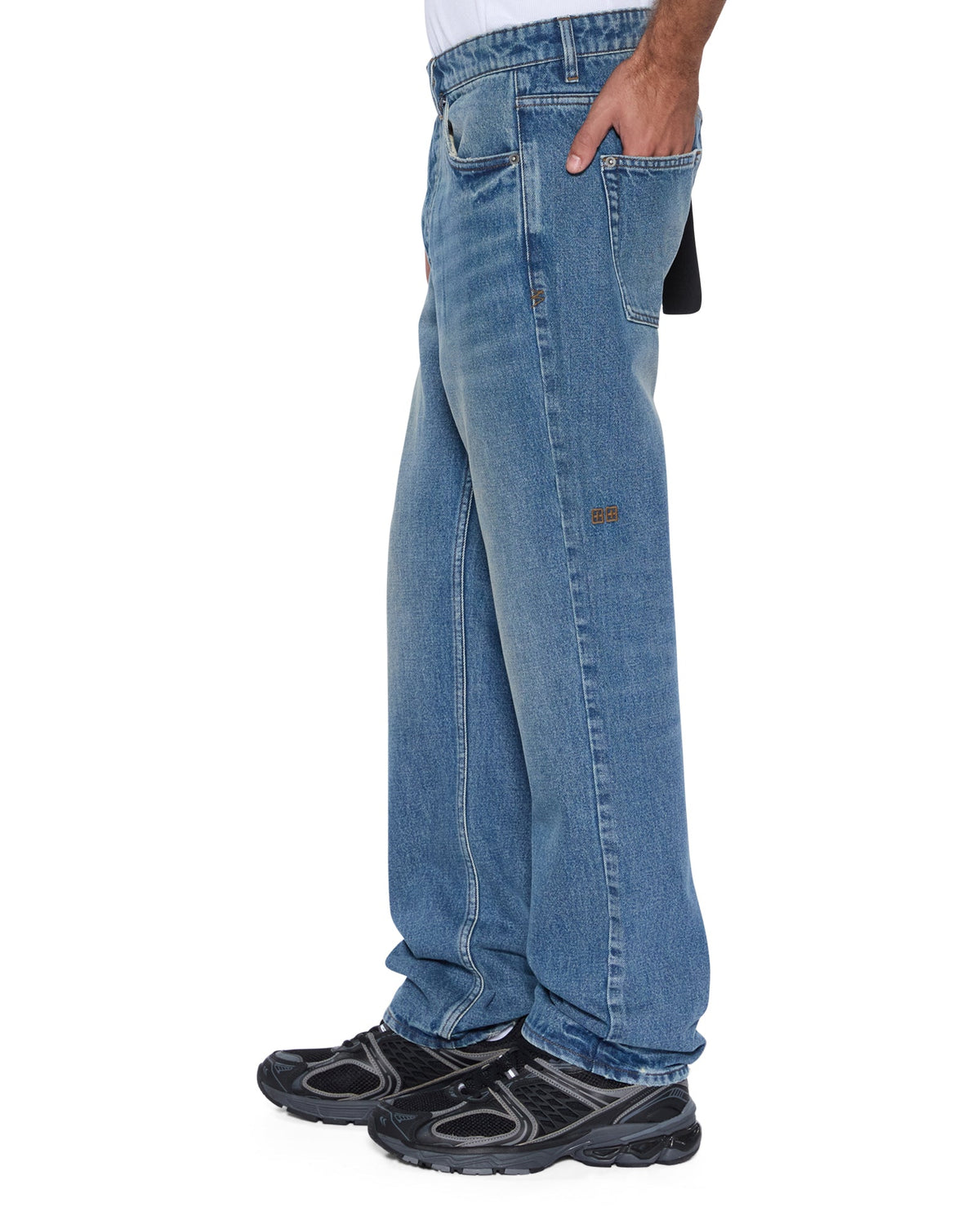 Mens Hazlow Roadhouse Repair Straight Denim Jeans - Denim