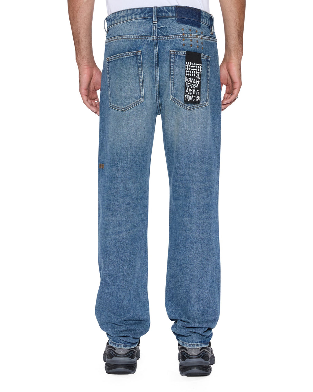 Mens Hazlow Roadhouse Repair Straight Denim Jeans - Denim