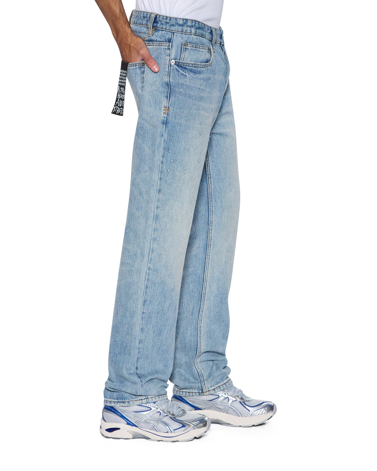 Mens Hazlow Scatter Blue Straight Denim Jeans - Denim