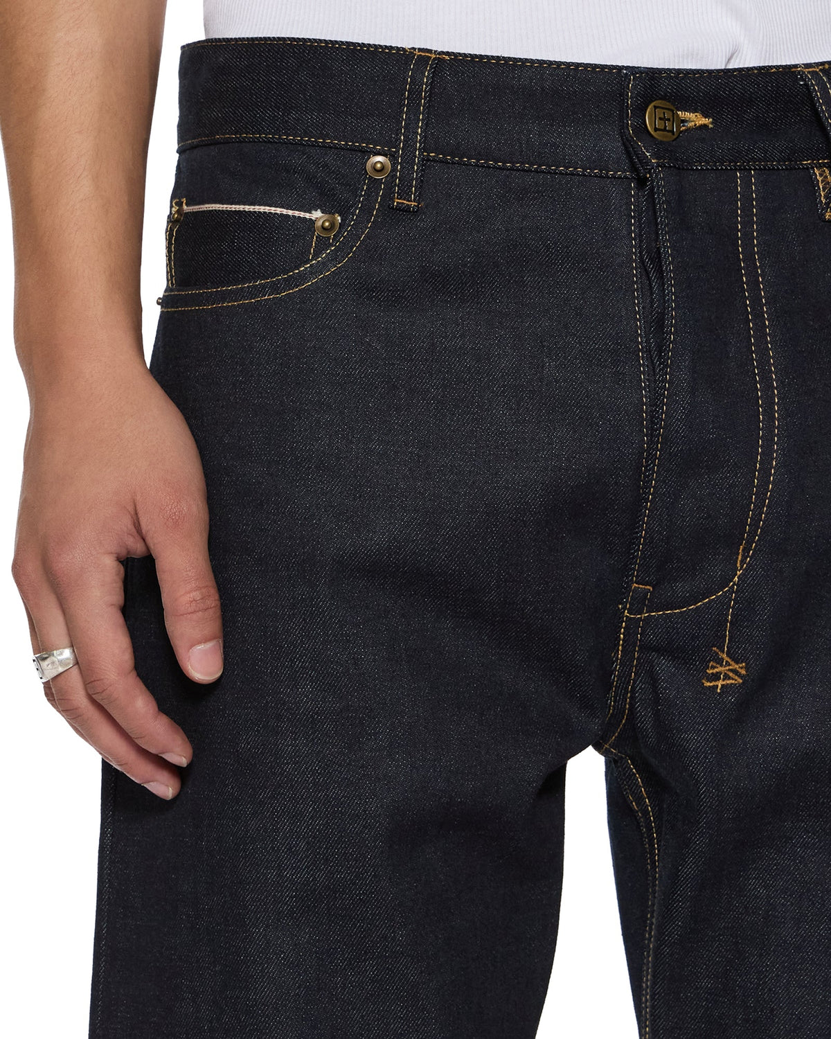 Mens Hazlow Selvedge Raw Straight Denim Jeans - Denim