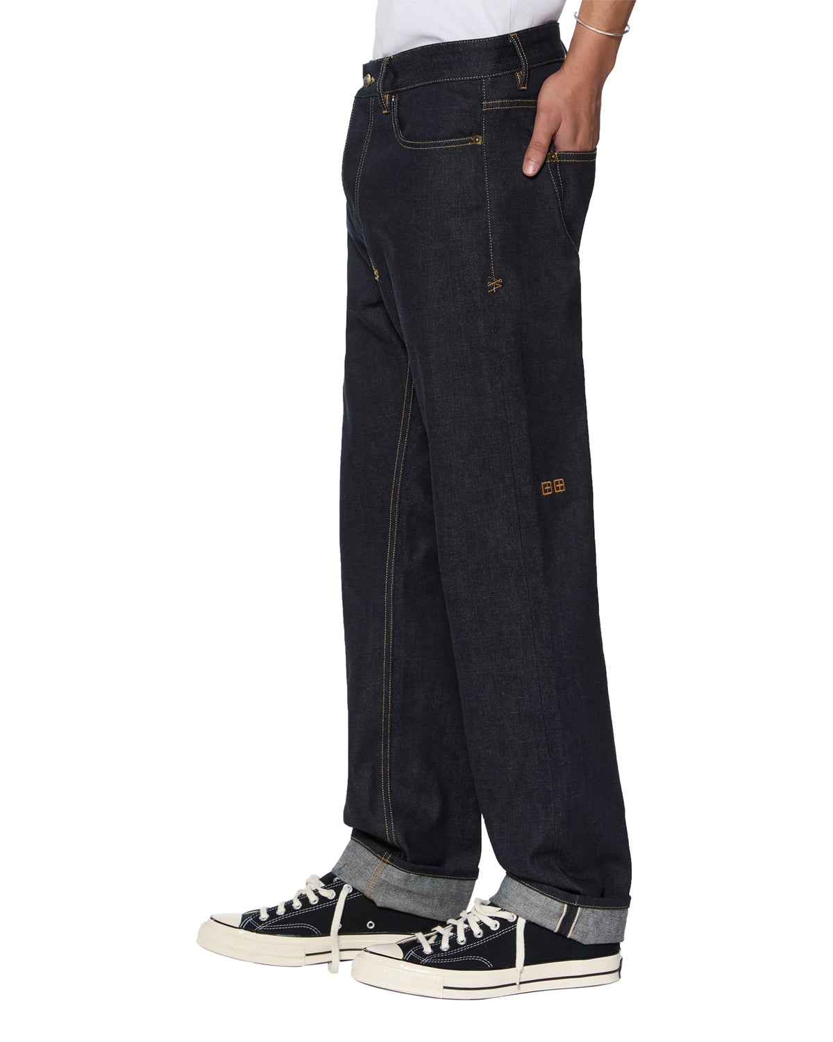 Mens Hazlow Selvedge Raw Straight Denim Jeans - Denim