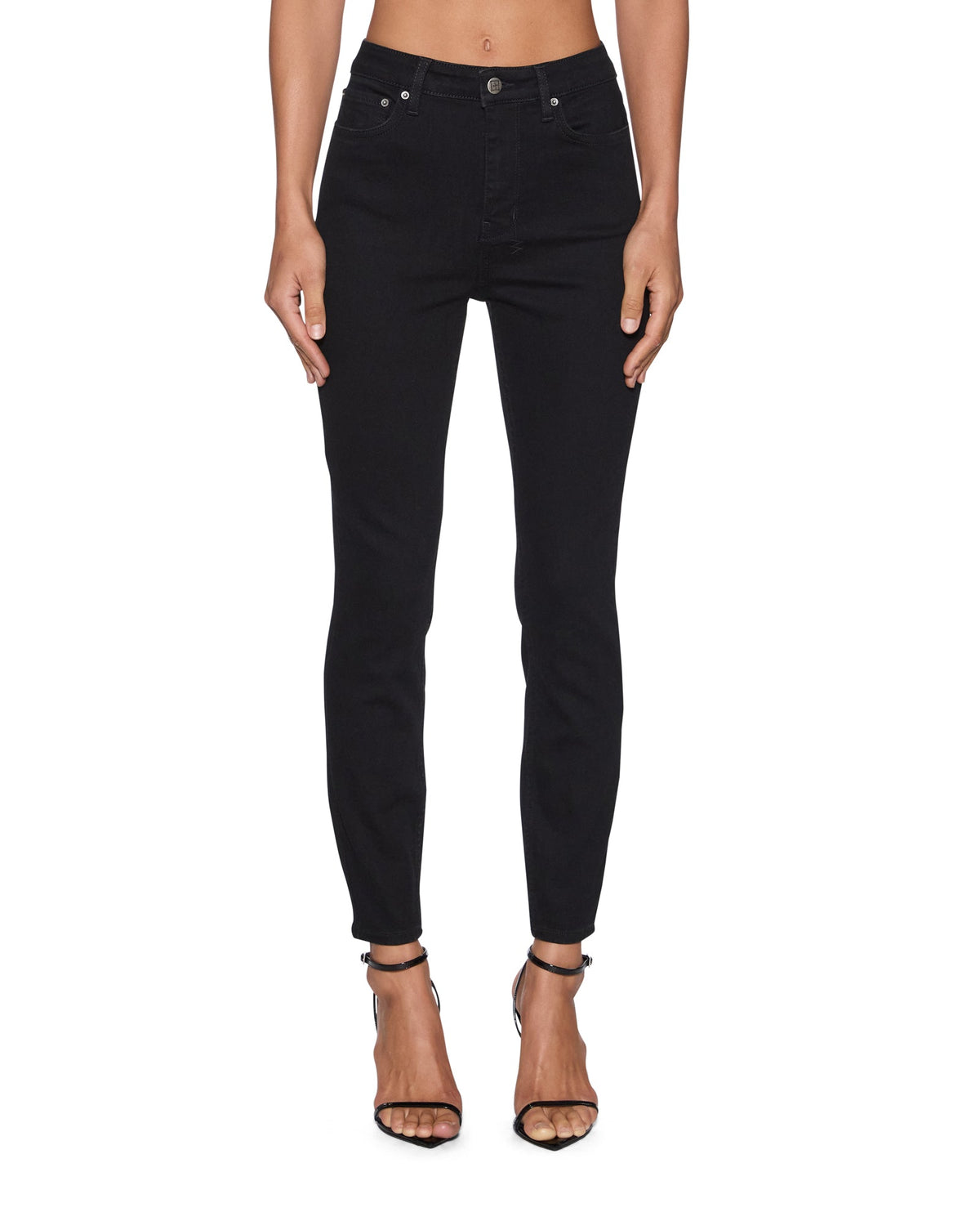 Womens Hi N Wasted Jet Black Skinny Denim Jeans - Black
