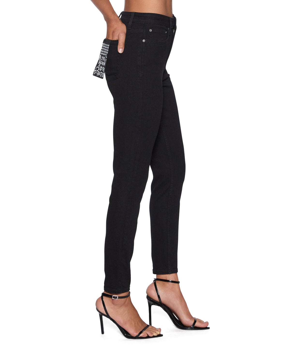 Womens Hi N Wasted Jet Black Skinny Denim Jeans - Black