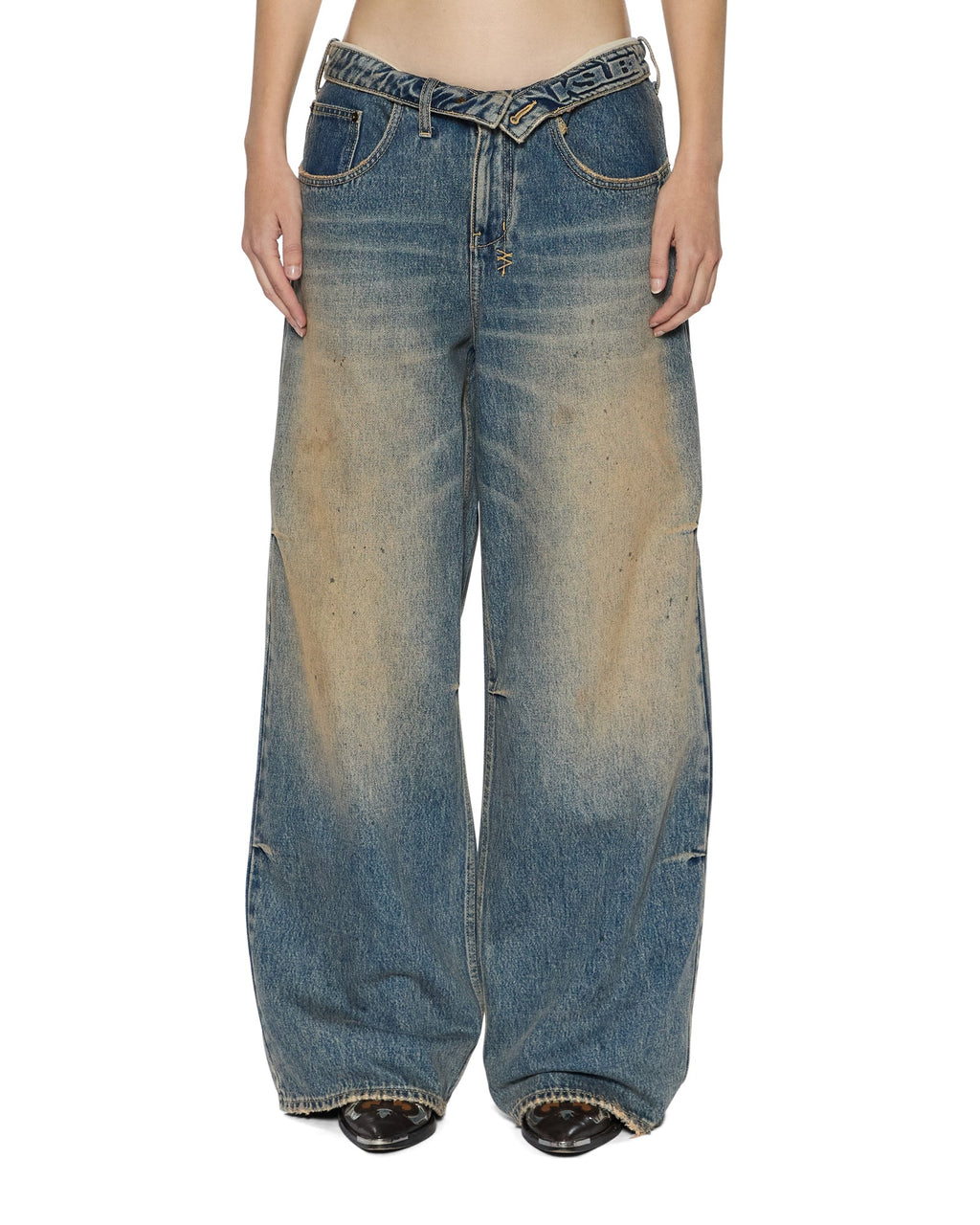 Womens Ksuper Dune Flip Baggy Denim Jeans - Denim