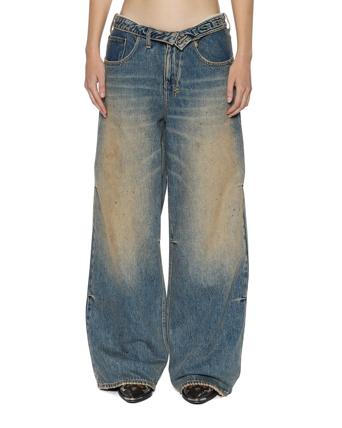 Womens Ksuper Dune Flip Baggy Denim Jeans - Denim