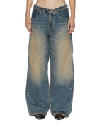 Womens Ksuper Dune Flip Baggy Denim Jeans - Denim