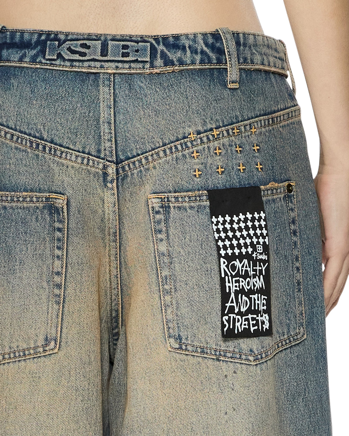 Womens Ksuper Dune Flip Baggy Denim Jeans - Denim