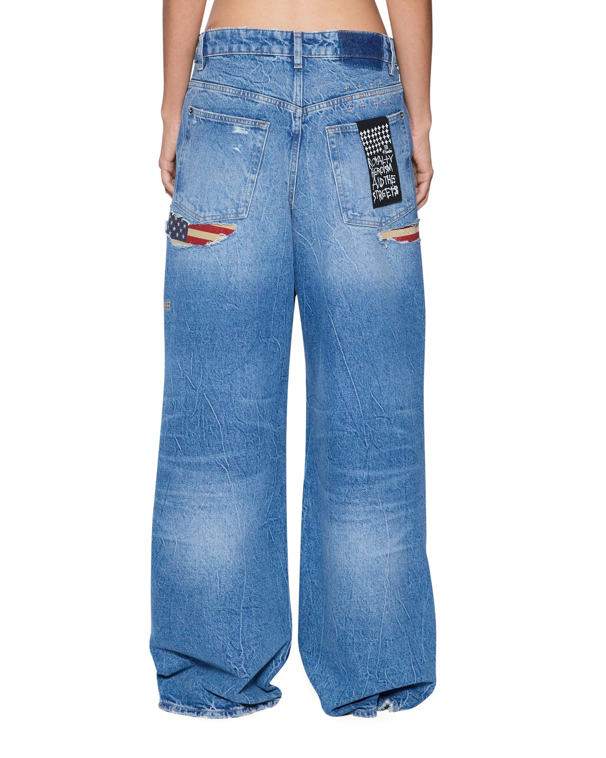 Womens Ksuper Jean Liberty Blue Flag Baggy Denim Jeans - Denim