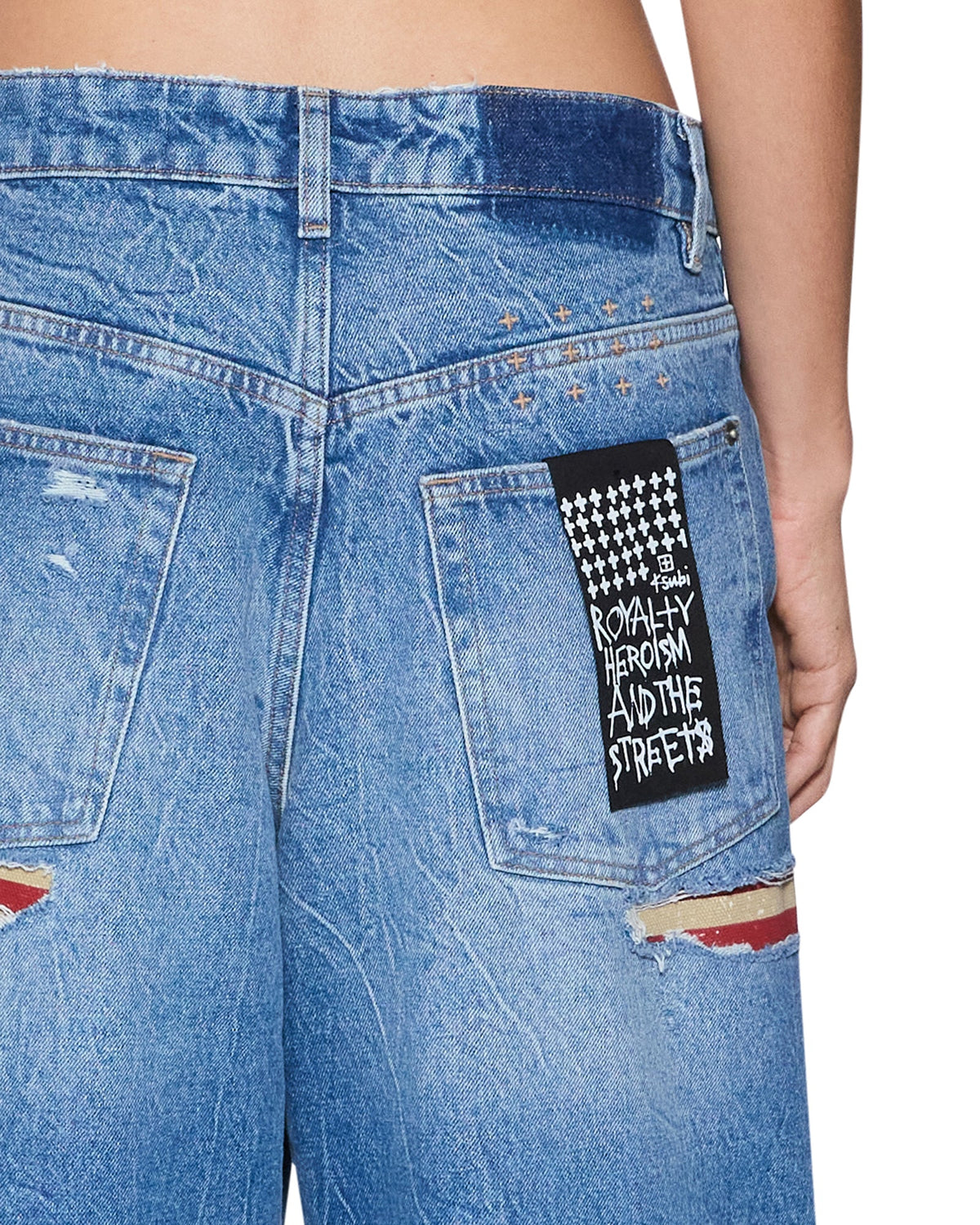 Womens Ksuper Jean Liberty Blue Flag Baggy Denim Jeans - Denim