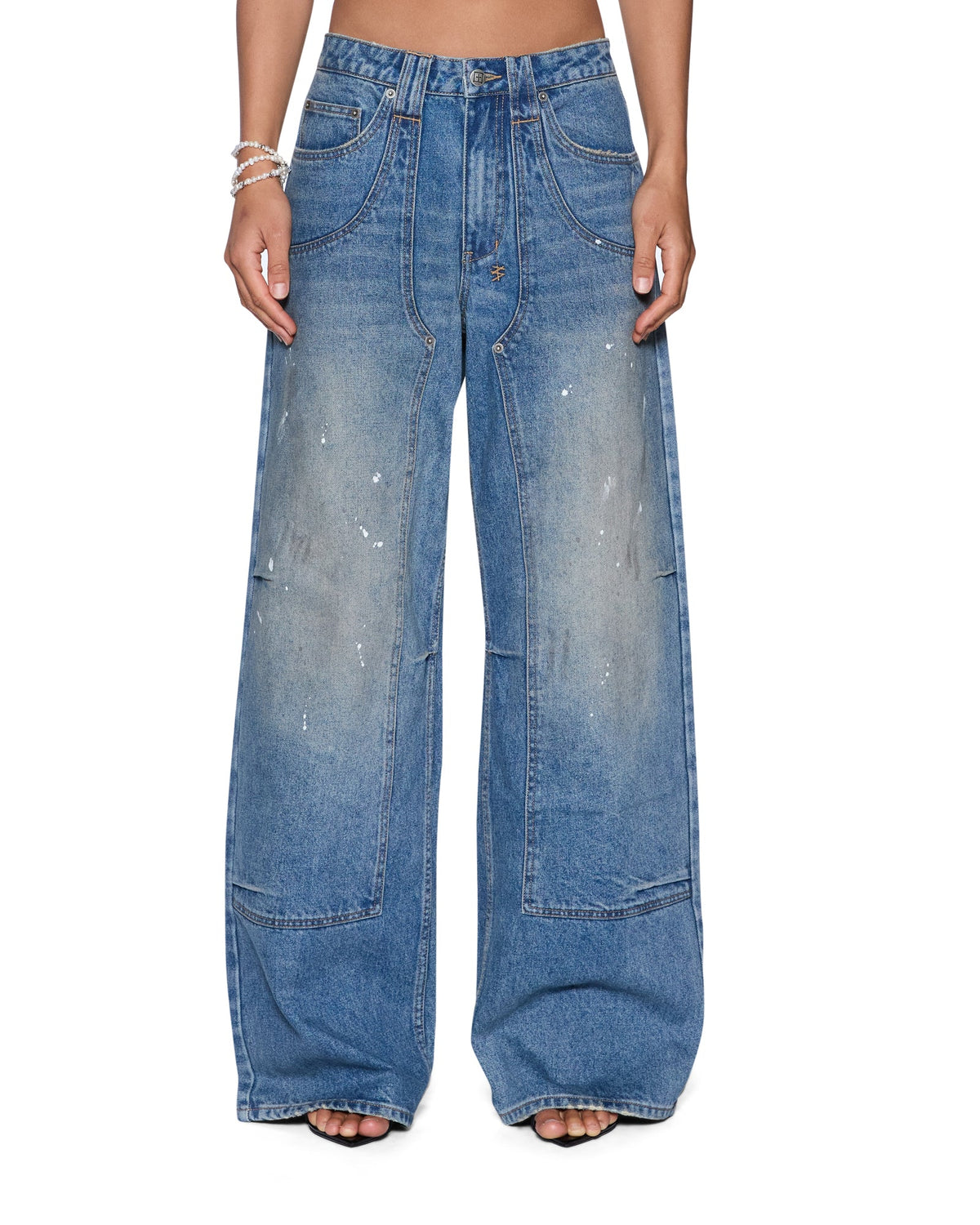Womens Ksuper Jean Painter Blue Baggy Denim Jeans - Denim