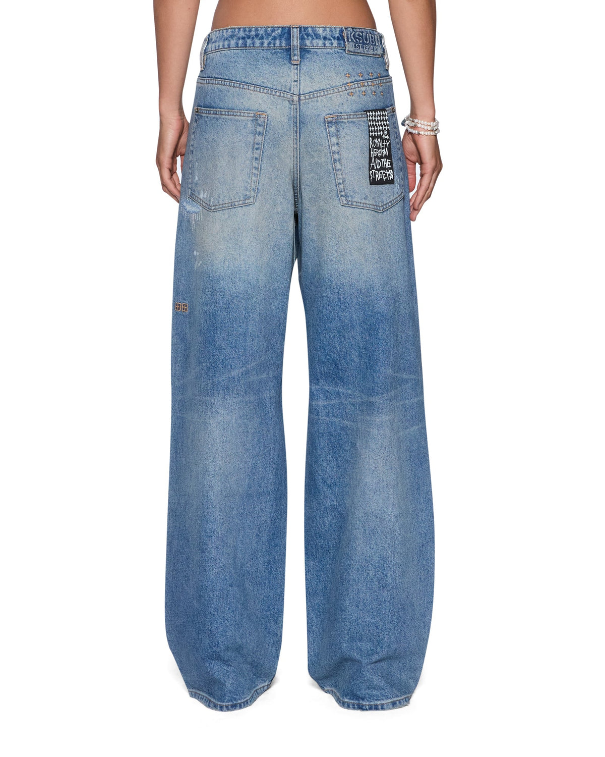 Womens Ksuper Jean Painter Blue Baggy Denim Jeans - Denim