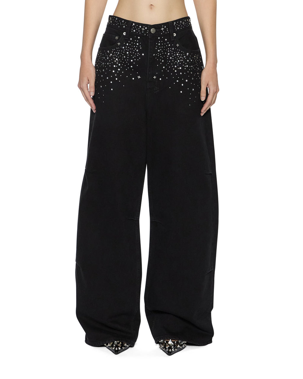 Womens Ksuper Renaissance Jet Black Baggy Denim Jeans - Black