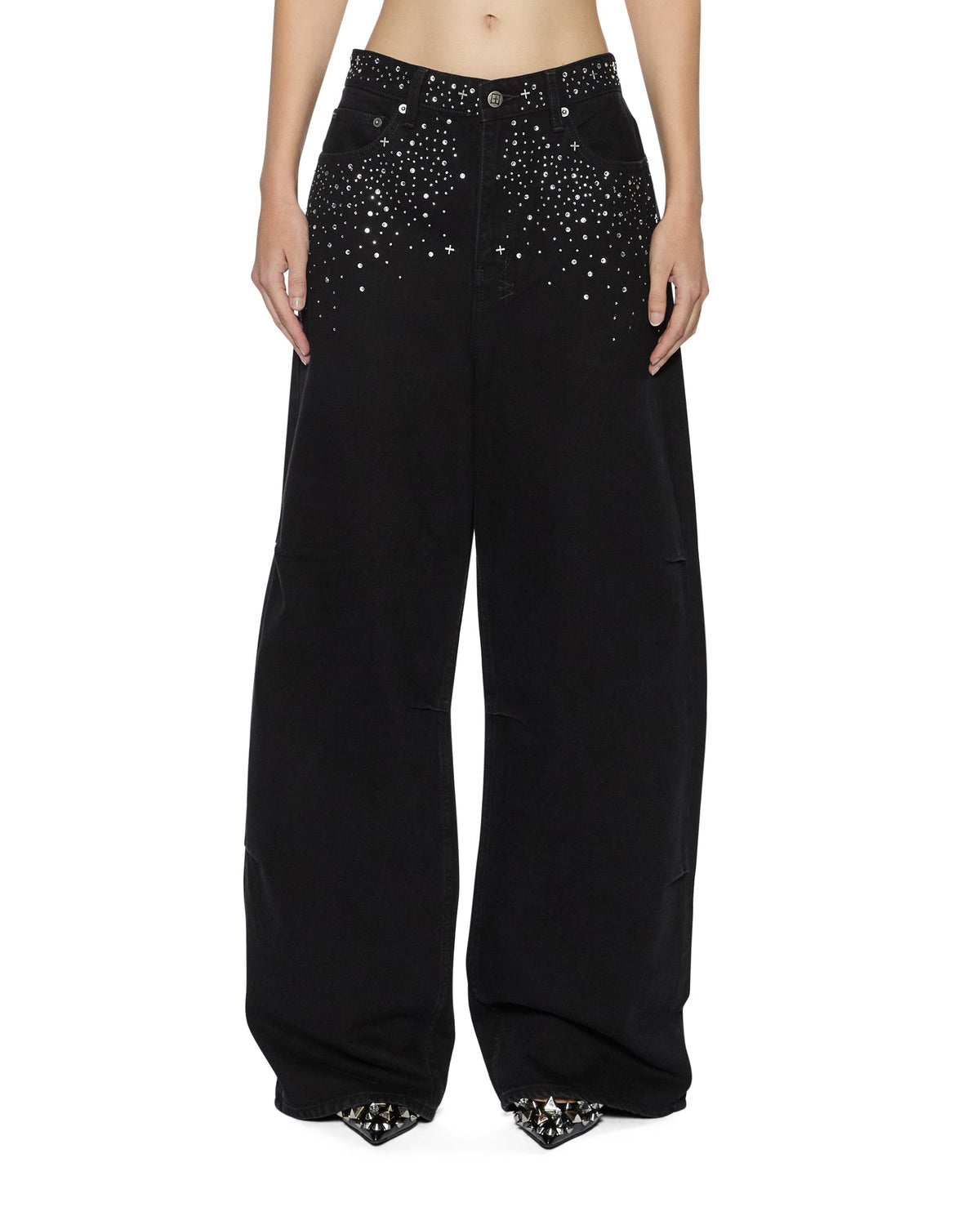 Womens Ksuper Renaissance Jet Black Baggy Denim Jeans - Black