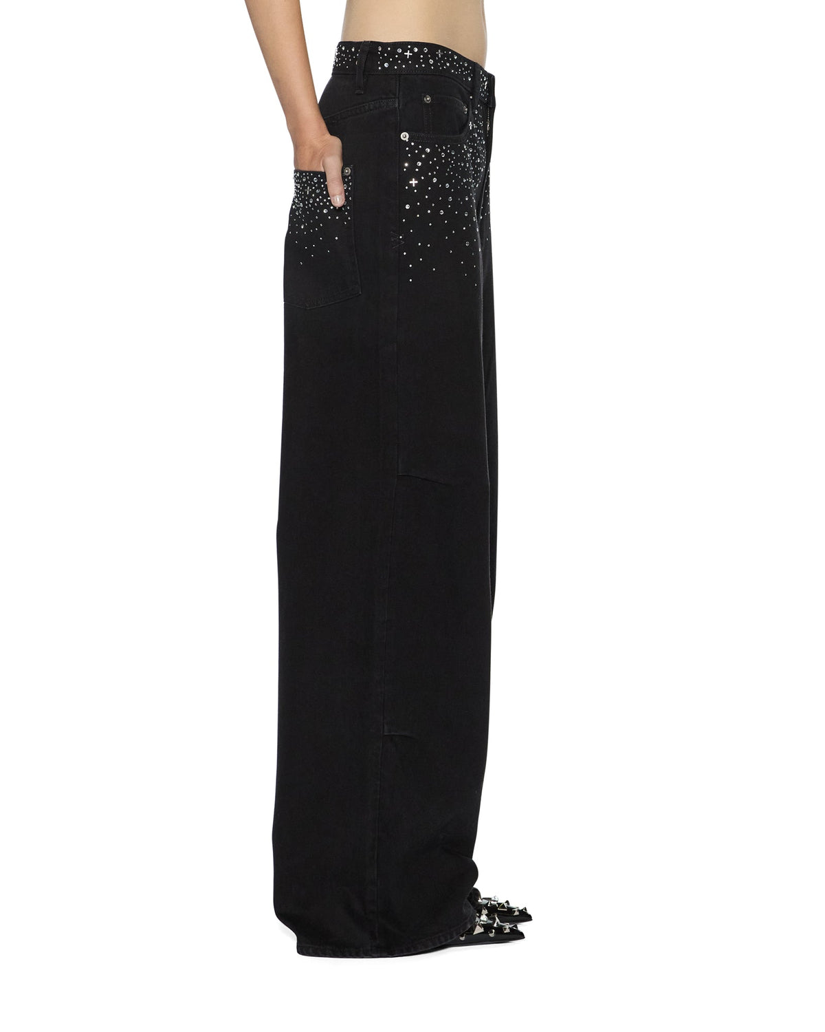 Womens Ksuper Renaissance Jet Black Baggy Denim Jeans - Black