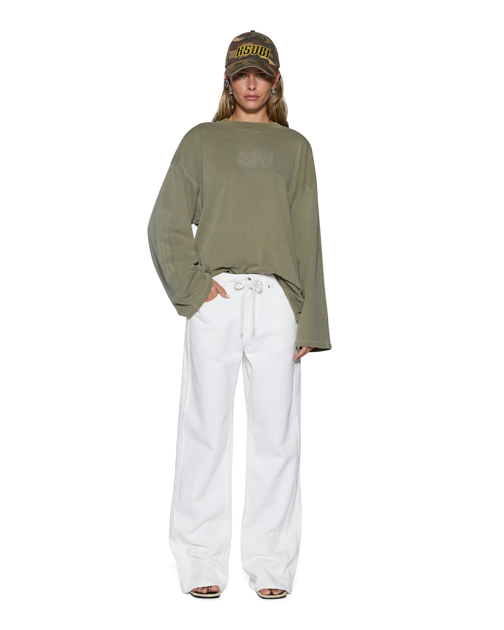 Womens Low Rider Trak Blanc Slim Denim Jeans - White