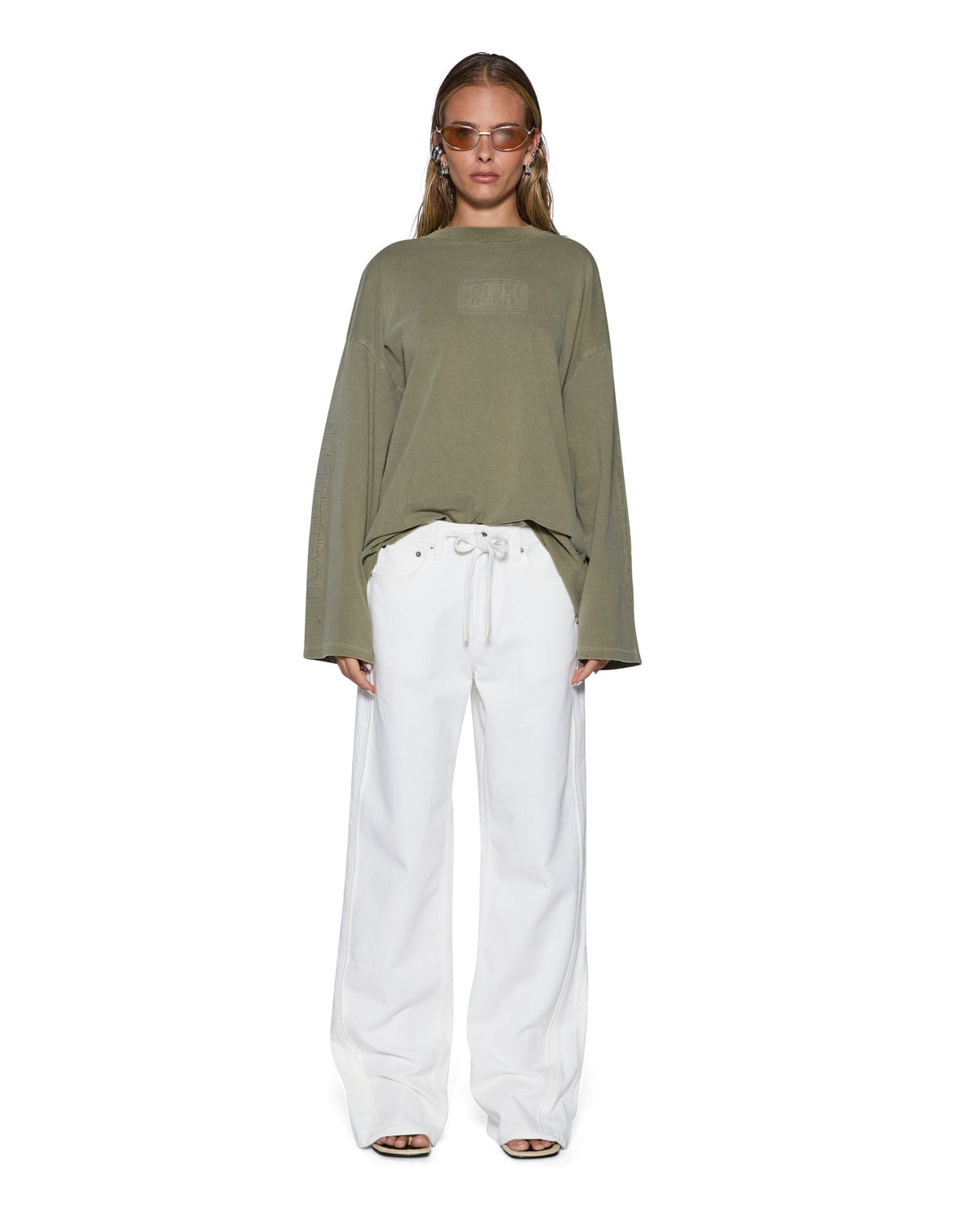 Womens Low Rider Trak Blanc Slim Denim Jeans - White