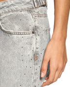 Womens Low Rider Dime Krystal Trashed Baggy Denim Jeans - Grey