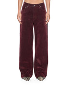 Womens Low Rider Jean Merlot Relaxed Denim Jeans - Burgundy