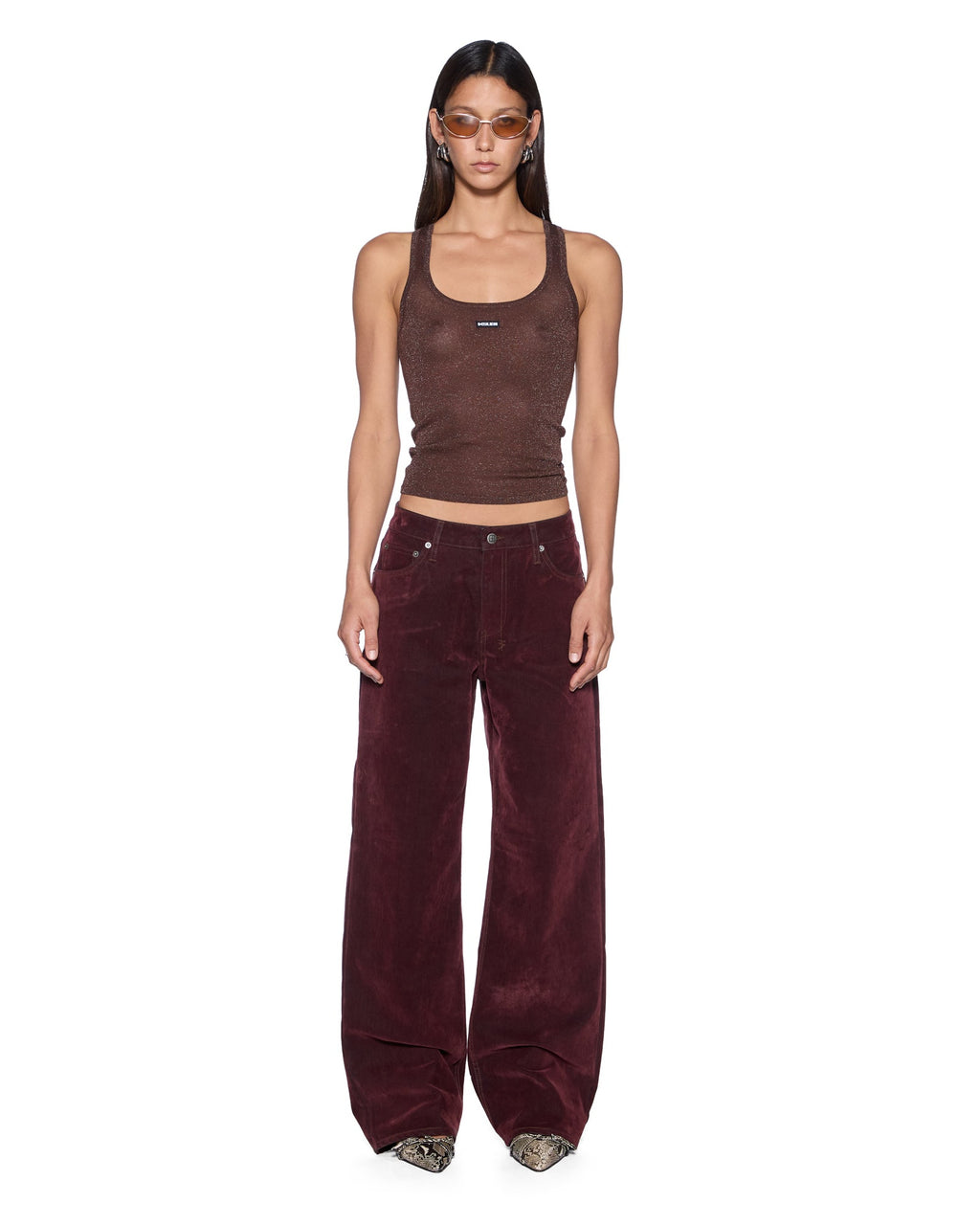 Womens Low Rider Jean Merlot Relaxed Denim Jeans - Burgundy