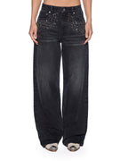 Womens Low Rider Opium Krystal Relaxed Denim Jeans - Black
