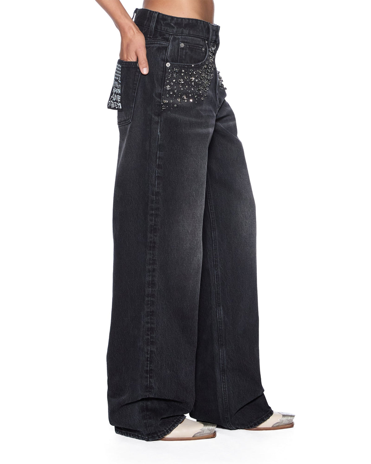 Womens Low Rider Opium Krystal Relaxed Denim Jeans - Black