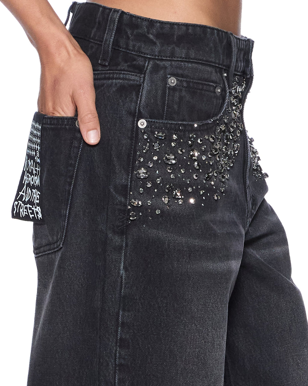 Womens Low Rider Opium Krystal Relaxed Denim Jeans - Black