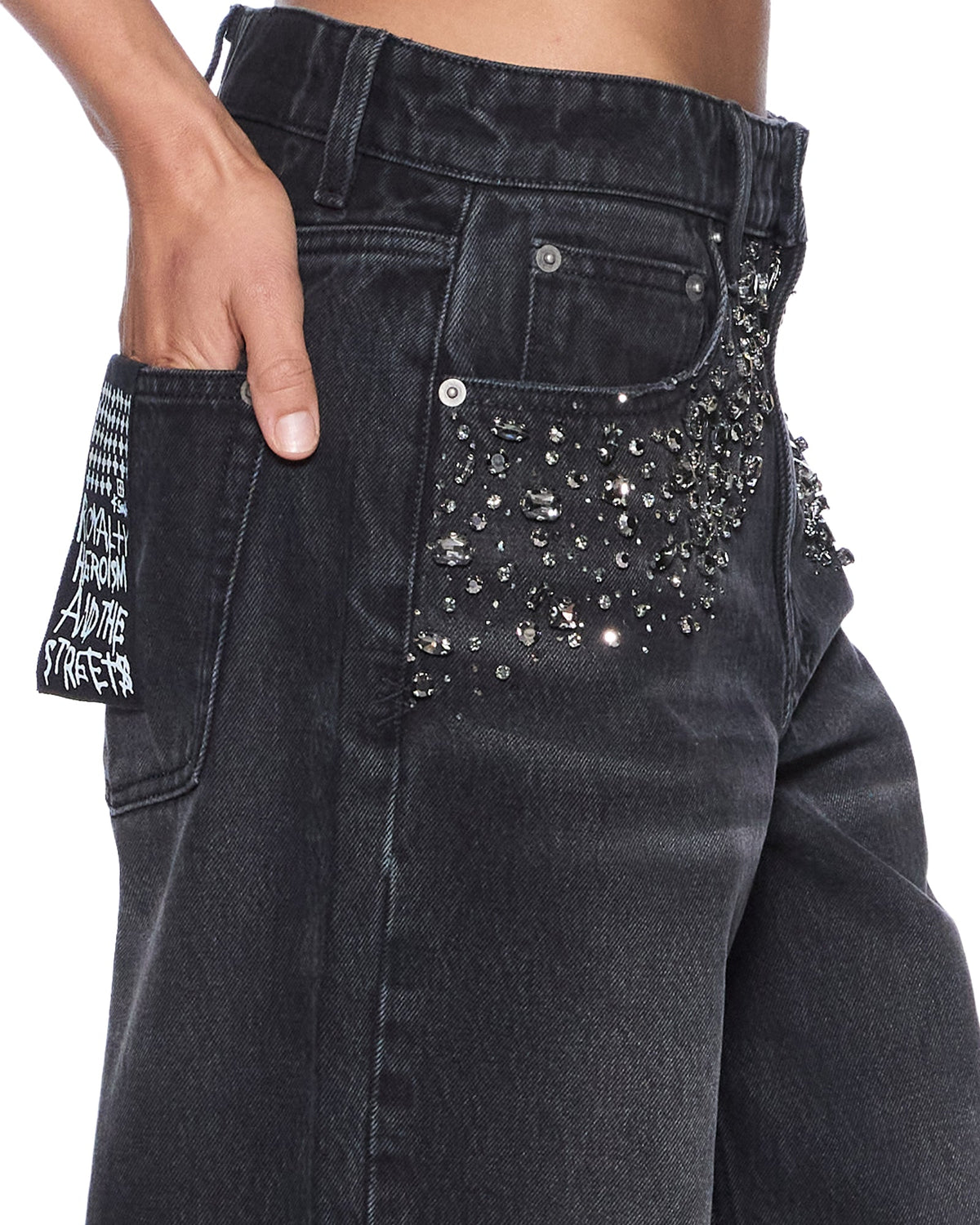 Womens Low Rider Opium Krystal Relaxed Denim Jeans - Black